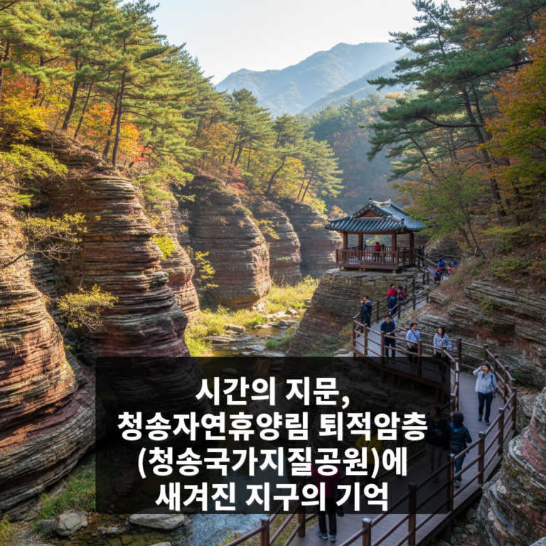 청송자연휴양림 퇴적암층 (청송국가지질공원)