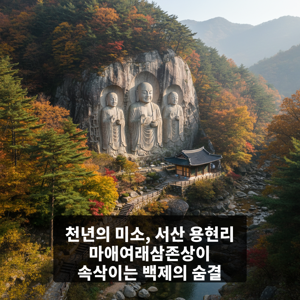 서산 용현리 마애여래삼존상